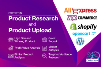 product research, product adding wordpress shopify website