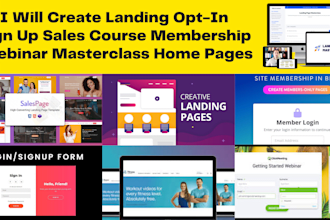 create landing optin sign up sales course membership webinar home pages