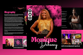 design a professional media kit, press kit, epk,clickable links