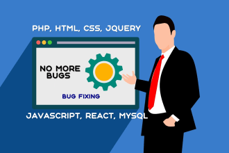 fix any php, laravel, react, shopify, mysql, html, css, js bug