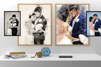 do watercolor couple portrait custom couple wall art luxury
