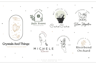 create botanical boho hand drawn logo design