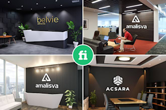 do 200 photorealistic office interior wall logo mockups