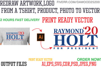 redraw recreate image  logo from a t shirt to vector
