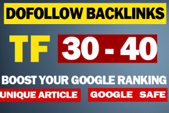 boost ranking with high tf 30 to 45 dofollow SEO backlinks link building