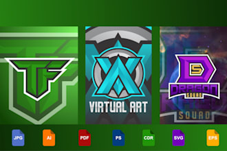 design initial gaming logo, esport, twitch, and youtube