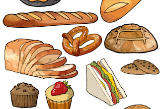 illustrate cute food and drinks