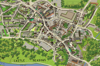 draw fantasy map illustration or site plan in illustrator