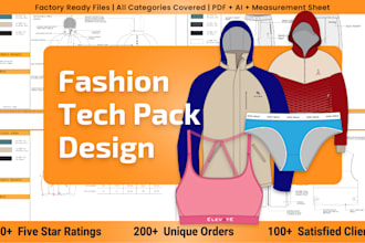 create fashion tech pack designs for any clothing category