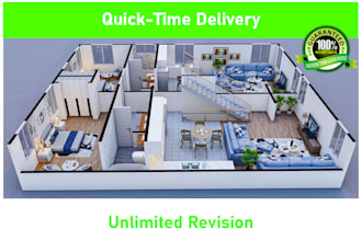 design high quality 3d axonometric floor plan renderings