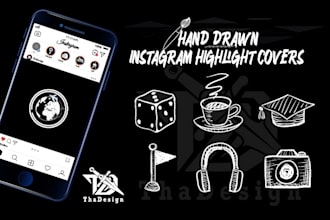 design hand drawn  instagram highlight icons cover