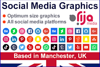 social media graphics header images or post content UK