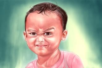 draw realistic portrait from your photo in my own style