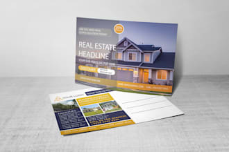 design modern, clean real estate postcard