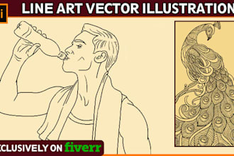 draw highly detailed line art vector illustration