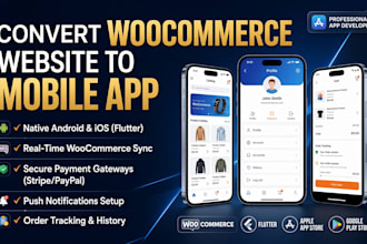 convert woocommerce website to android and ios app using flutter