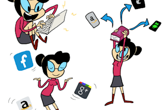 draw  three, or more, cartoon pics in my style