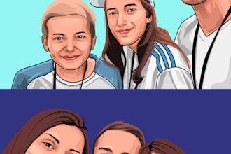 draw a couple, wedding, valentine, family cartoon for you
