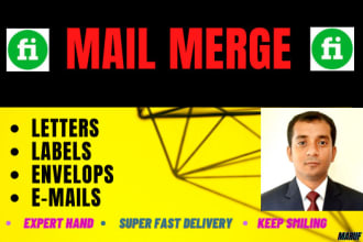 do mail merge to create letters,  labels, envelops etc