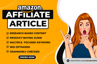 write amazon affiliate article for niche website or blog