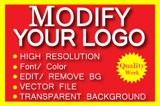 edit logo color,font,resolution,size, background