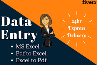 do excel data entry, convert PDF to word, pdf to excel