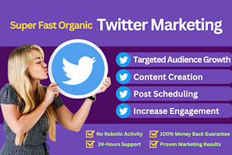 do organic twitter marketing, promotion with audience growth and content tweet