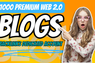 offer SEO backlinks web blogs with a dedicated account