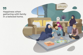 make muslim flat illustration and islamic graphic
