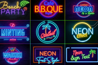 do unique neon logo, neon sign or glowing neon text
