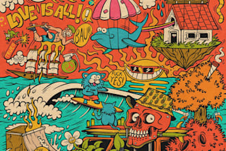 draw a super detailed cartoon illustration for you