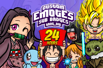 create cute custom kick emotes, twitch emotes and sub badges in 24 hours