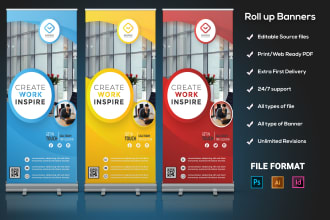 design professional roll up, pop up, retractable banner within 6 hours