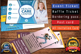 design events raffle ticket, postcard, ticket in 6hrs