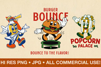 design retro mascot cartoon for unique branding