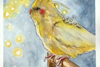 draw cute birds in watercolors