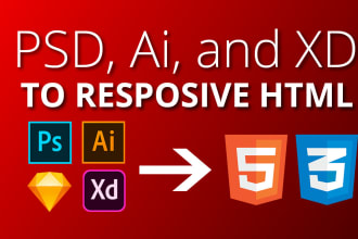 convert psd, xd, ai, and sketch to html css
