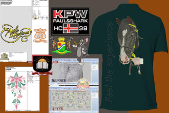 do embroidery digitizing design dst,emb,pes in 1 hour