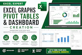 create excel graphs, pivot tables, and dashboards