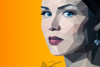 make your portrait into a polygonic, polygon, polygonal and low poly