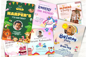 design a birthday invitation for kids in 4 hours