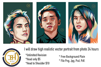 draw colorful pop art for your photo in 24 hours