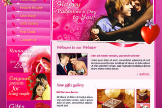 design Valentine Special 1 Page Website with geart color