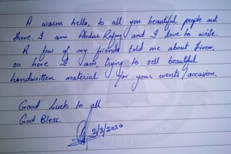 complete writing work in beautiful handwriting