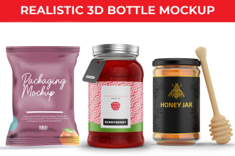 put your product label on a 3d bottle