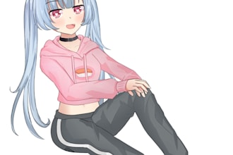 create full body anime art illustration with background