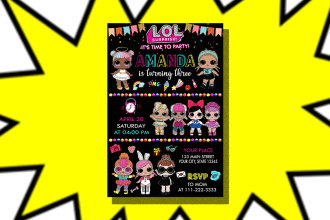 design for you lol surprise doll party invitation