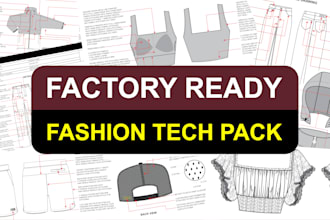 create factory ready fashion tech pack and flat drawing