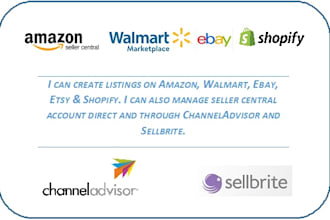 create and write shopify, amazon, ebay, etsy and walmart listings