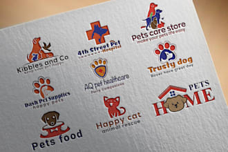 do pet,dog,cat,bird and animal logo for website,shopify store and online store